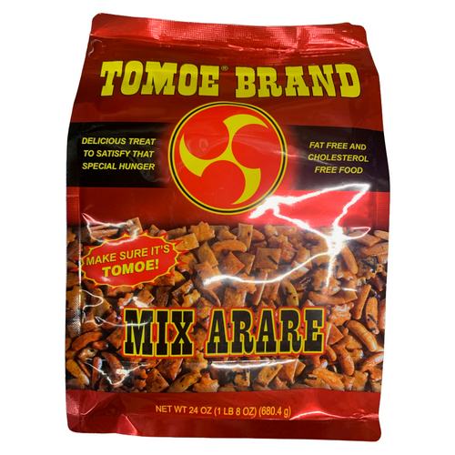 Bag of Tomoe Brand Mix Arare snacks on a white background