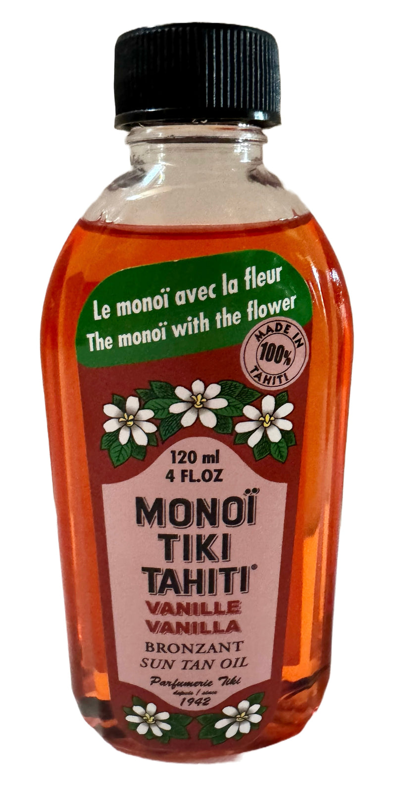 Monoi Tiki Tahiti Rouge Vanilla Body Suntan Bronzant Coconut Oil 4 Fl. oz