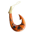 da Hawaiian Store Hand-Carved Polynesian Wood Engraved Makau Maui Fish Hook with Design (Choose)