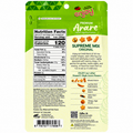 The back of a green and white bag of Arare Premium Arare Supreme Mix Original Hawaiian-Style Rice Cracker sticks, showing nutrition facts, ingredients, and other flavor options.