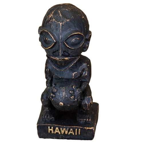 Handcrafted 3-inch Fertility Tiki God statue made from hapa wood, featuring intricate details and a rustic finish, perfect for Hawaiian decor, tiki bars, and collectibles.