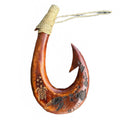 da Hawaiian Store Hand-Carved Polynesian Wood Engraved Makau Maui Fish Hook with Design (Choose)