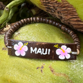 Hawaiian Store Coconut Hand Painted Flower Stretch Bracelet (Choose your design)