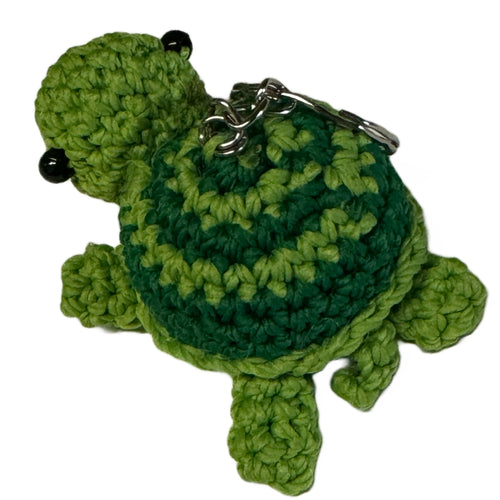 Handmade Crochet Turtle Keychain - Unique Honu Turtle Keyring, 3" x 3" - Perfect Gift or Bag Charm