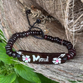 Hawaiian Store MAUI Adjustable Coconut Hand-Painted Flower Bracelet (Choose)