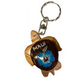 da Hawaiian Store Wood Honu Turtle Keychain with Handpainted Flower (Choose)