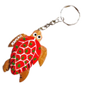 Hand-Painted Happy Hawaii Honu Turtle Wood Keychain – Multiple Colors Available