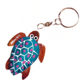 Hand-Painted Happy Hawaii Honu Turtle Wood Keychain – Multiple Colors Available