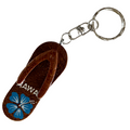 da Hawaiian Store Wood Slipper Sandal Keychain with Handpainted Flower (Choose Color)