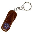 da Hawaiian Store Wood Slipper Sandal Keychain with Handpainted Flower (Choose Color)