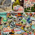 Small Hawaiian Themed 50 Piece Sticker & Cowrie Bracelet Gift Set