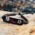 da Hawaiian Store MAUI Adjustable Coconut Hand-Painted Flower Bracelet (Choose)