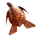 Handcarved wood turtle with hibiscus flower carving