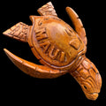 da Hawaiian Store Hand-Carved Wood Honu Turtle Featuring Maui and Hawaii Islands