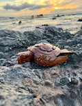 da Hawaiian Store Hand-Carved Wood Honu Turtle Featuring Maui and Hawaii Islands