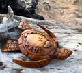 da Hawaiian Store Hand-Carved Wood Honu Turtle Featuring Maui and Hawaii Islands