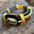 Adjustable Maui Rasta Bracelet – Faux Leather with Vibrant Island Colors