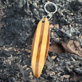 Handcrafted Wooden Surfboard Keychain with Hawaii & Hibiscus Design 4 Inch