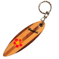 Handcrafted Wooden Surfboard Keychain with Hawaii & Hibiscus Design 4 Inch