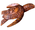 da Hawaiian Store Hand-Carved Wood Honu Turtle Featuring a Floral Design