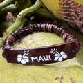 Hawaiian Store Coconut Hand Painted Flower Stretch Bracelet (Choose your design)