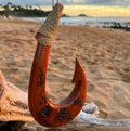 da Hawaiian Store Hand-Carved Polynesian Wood Engraved Makau Maui Fish Hook with Design (Choose)