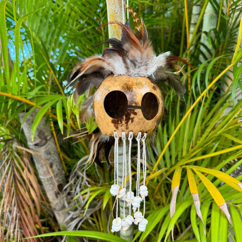 da Hawaiian Store Large Handmade Warrior Ikaika Makaki'i Makini Mask Helmet w/Puka Shells