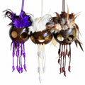 Purple, white and brown makini masks