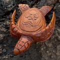 Hawaiian Store Hand-Carved Acacia Wood Turtle with Hibiscus Design