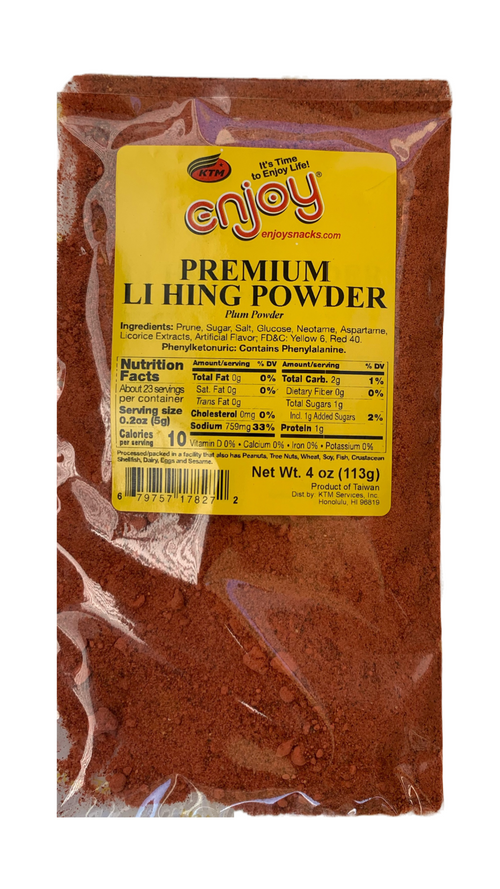 Enjoy Hawaii Li Hing Mui Powder – Sweet, Sour & Salty Flavor, 4 oz Bag