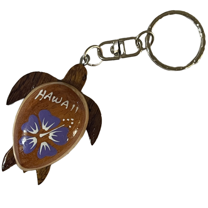 da Hawaiian Store Llavero de tortuga Honu de madera con flor pintada a mano (elegir)