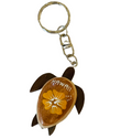 da Hawaiian Store Wood Honu Turtle Keychain with Handpainted Flower (Choose)