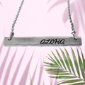 Hand Stamped Hawaiian Aluminum and Stainless Bar Necklace (Choose from three designs)